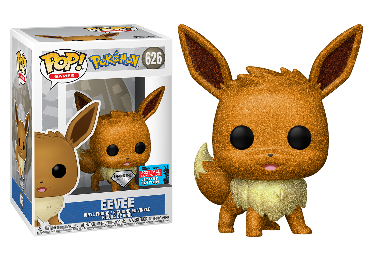 Pokemon - Eevee Diamond Glitter 2021 NYCC Fall Convention Exclusive Pop! Vinyl #626