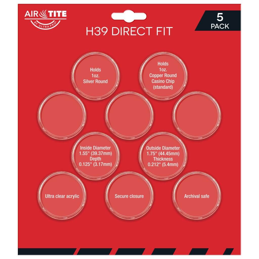 ULTRA PRO Coin Capsules - Air-Tite H39 Direct Fit Holder 5-Pack