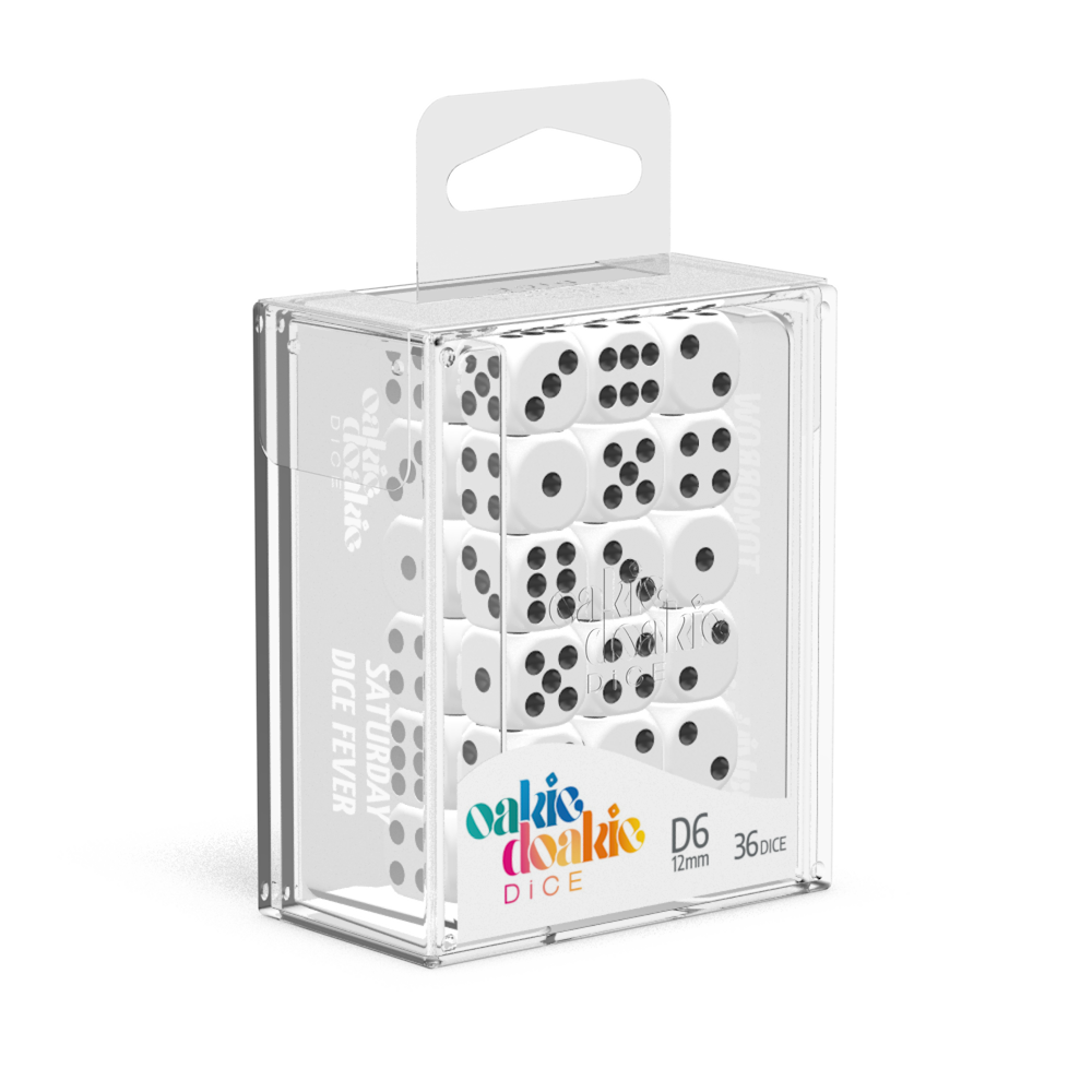 Oakie Doakie Dice D6 12 mm Solid - White (36) - Ozzie Collectables