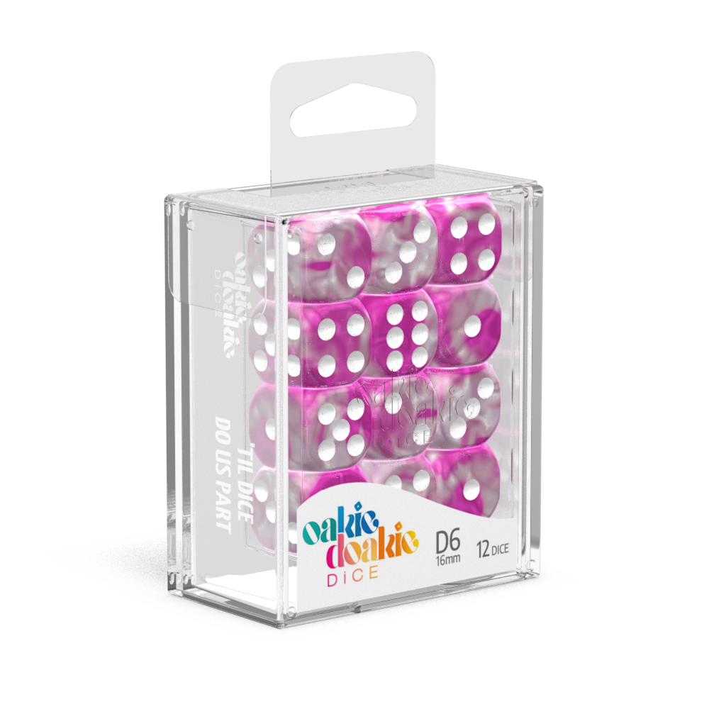 Oakie Doakie Dice D6 16 mm GemiDice - Magnolia (12) - Ozzie Collectables