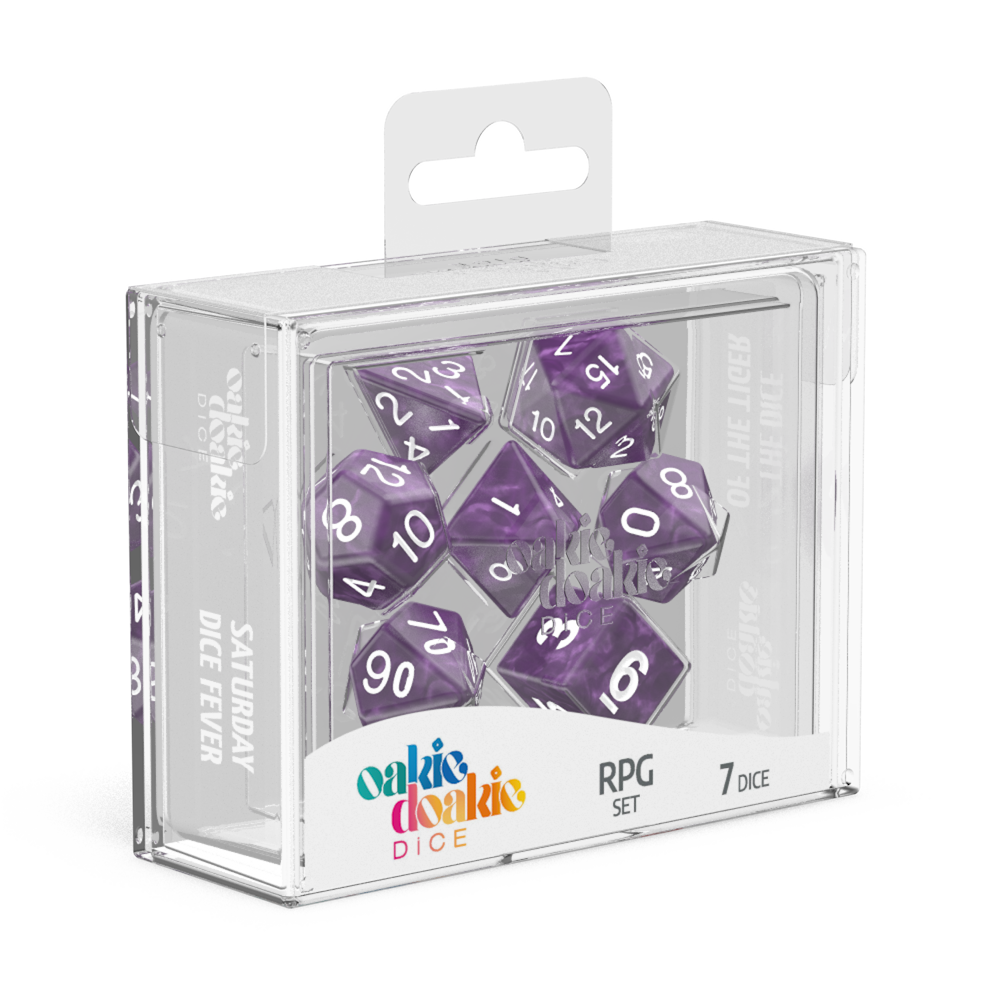 Oakie Doakie Dice RPG Set Marble - Purple (7) - Ozzie Collectables