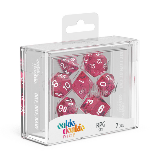 Oakie Doakie Dice RPG Set Speckled - Pink (7) - Ozzie Collectables