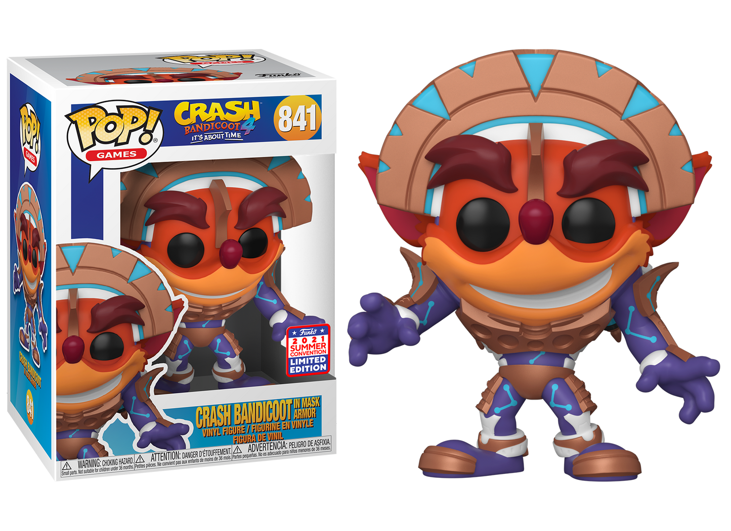 Crash Bandicoot - Crash Bandicoot in Mask Armor 2021 Summer Convention Exclusive Pop! Vinyl #841