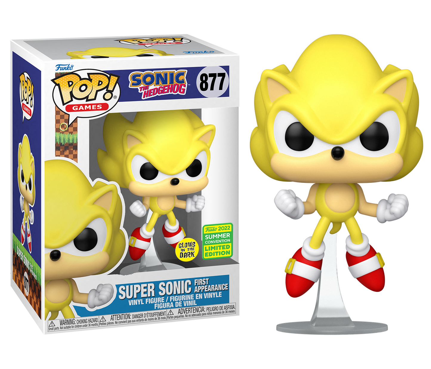 Sonic the Hedgehog - Super Sonic (First Appearance) 2022 Summer Convention Exclusive Glow in the Dark Pop! Vinyl #877