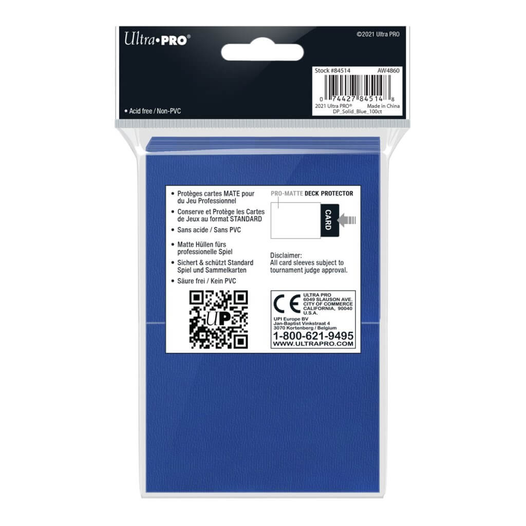 ULTRA PRO - Non-Glare - Pro Matte Standard Deck Protector - Blue 100 ct