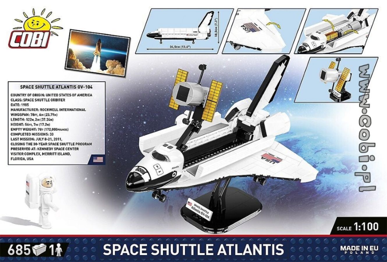 Cobi - Space Shuttle Atlantis Model (685 pieces)