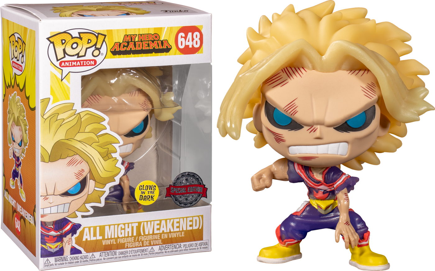 My Hero Academia - All Might Weakened Glow US Exclusive Pop! Vinyl - Ozzie Collectables