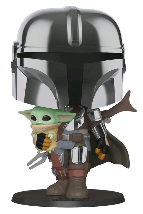 Star Wars: The Mandalorian - Mandalorian with Child Chrome 10" Pop! Vinyl - Ozzie Collectables
