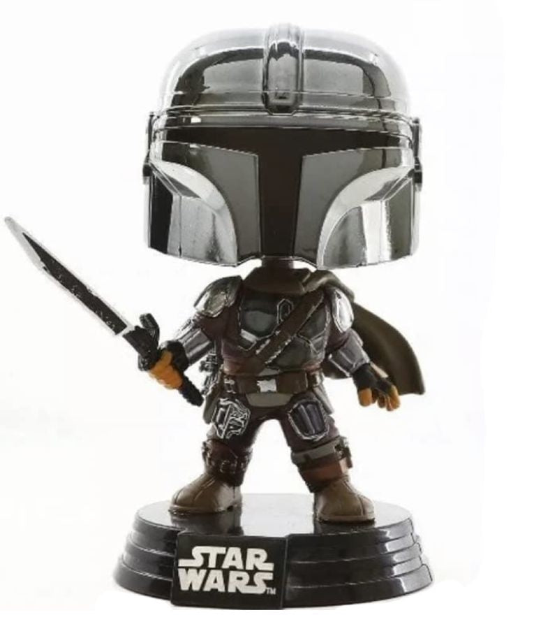 Star Wars: The Mandalorian - Mandalorian with DarkSaber Glow Metallic US Excl Pop! Vinyl