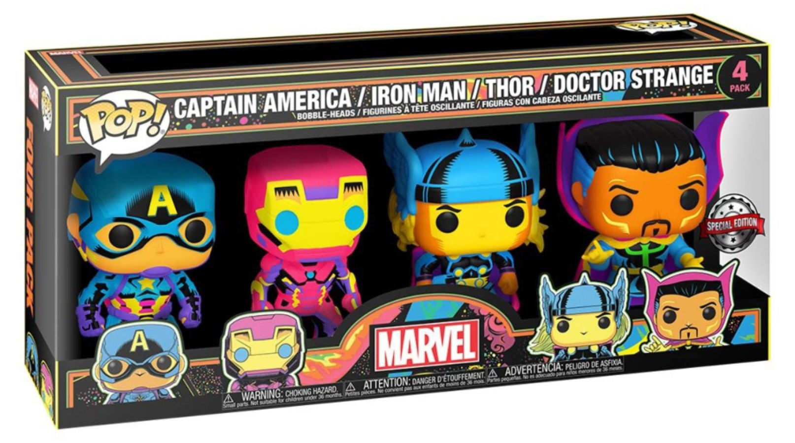Marvel Comics - Black Light US Exclusive Pop! Vinyl 4-Pack