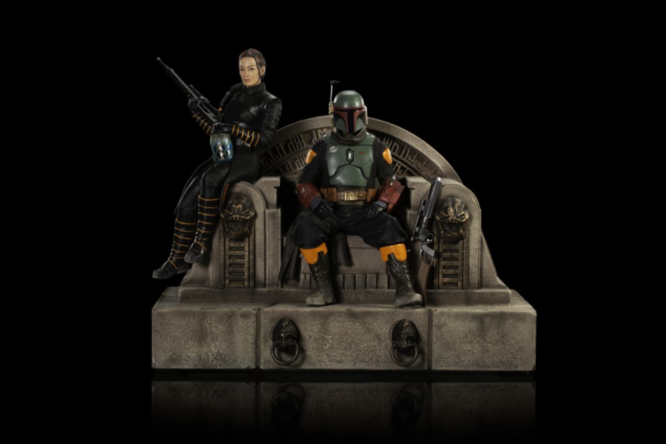 Star Wars: The Mandalorian - Boba Fett & Fennec Shand on Throne Deluxe 1:10 Scale Statue