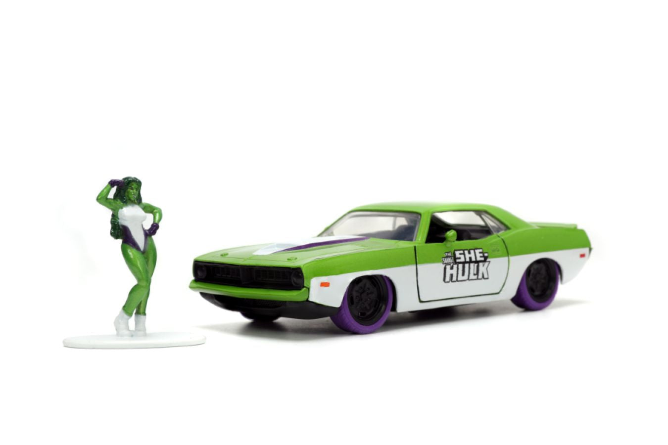 Marvel Comics - 1973 Plymouth Barracuda 1:32 Scale Vehicle with She-Hulk Figure