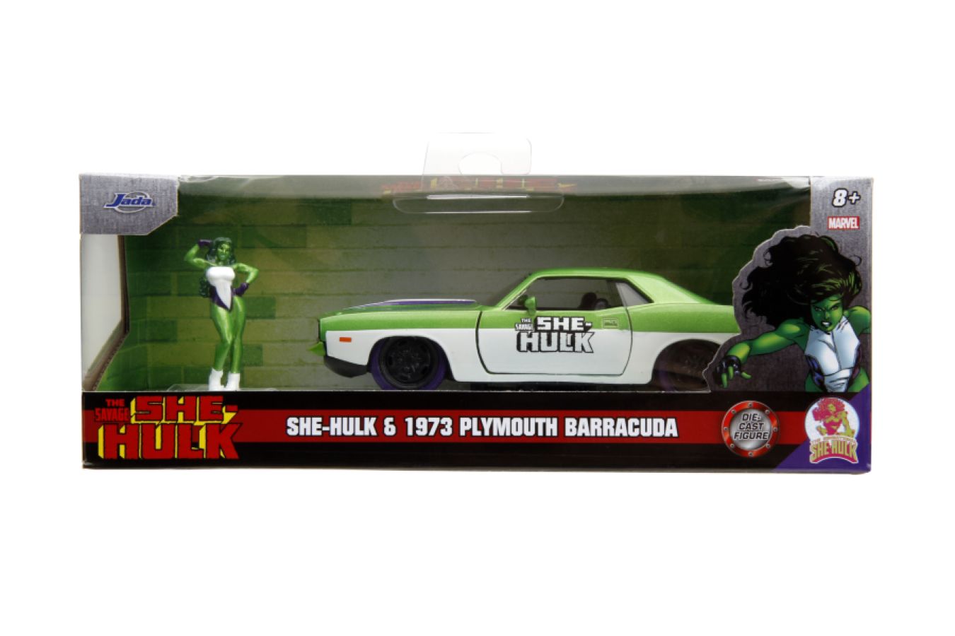Marvel Comics - 1973 Plymouth Barracuda 1:32 Scale Vehicle with She-Hulk Figure