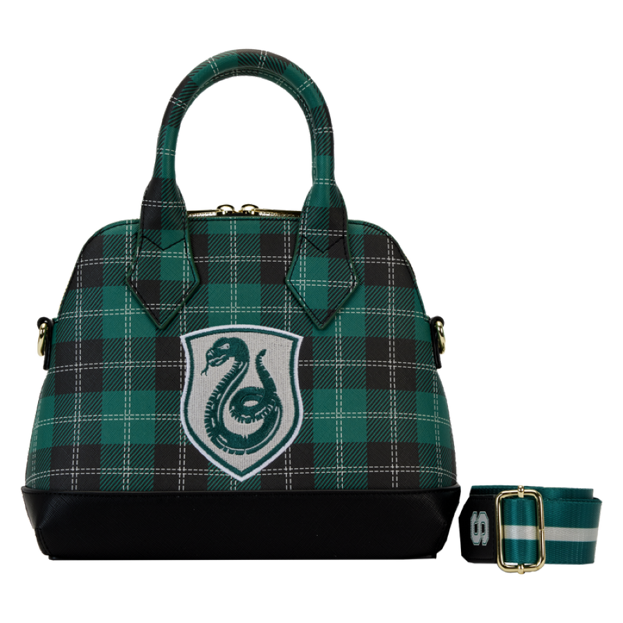 Harry Potter - Slytherin Patch Varsity Plaid Crossbody Bag