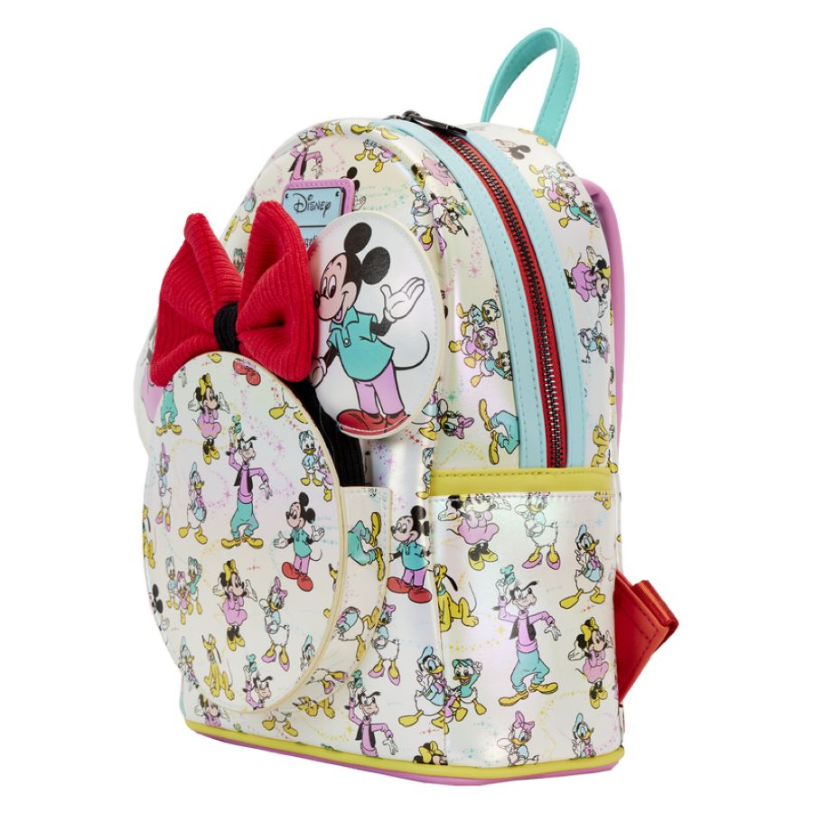 Disney: D100 - All-Over-Print Iridescent Mini Backpack with Ear Headband