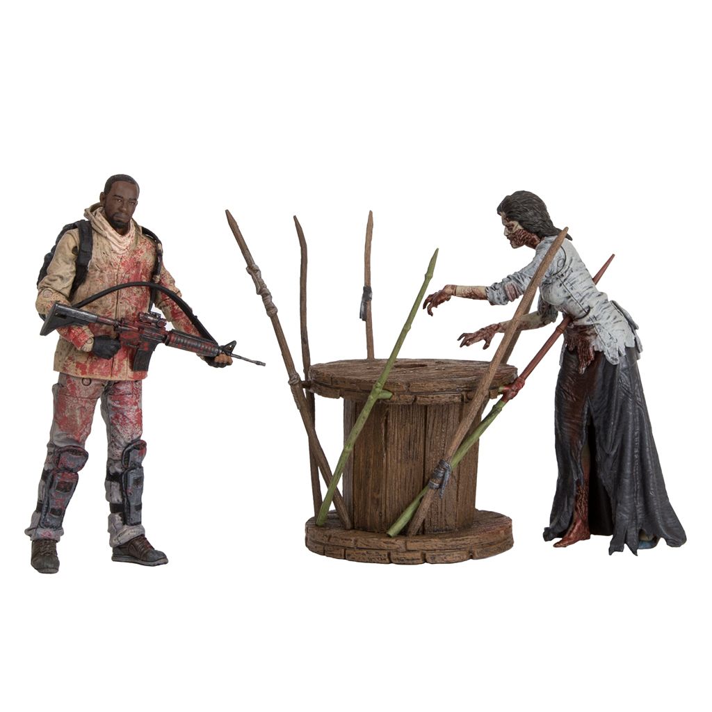 The Walking Dead - 7" Morgan with Impaled Walker & Spike Trap Action Figure Set - Ozzie Collectables