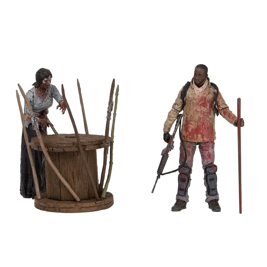 The Walking Dead - 7" Morgan with Impaled Walker & Spike Trap Action Figure Set - Ozzie Collectables
