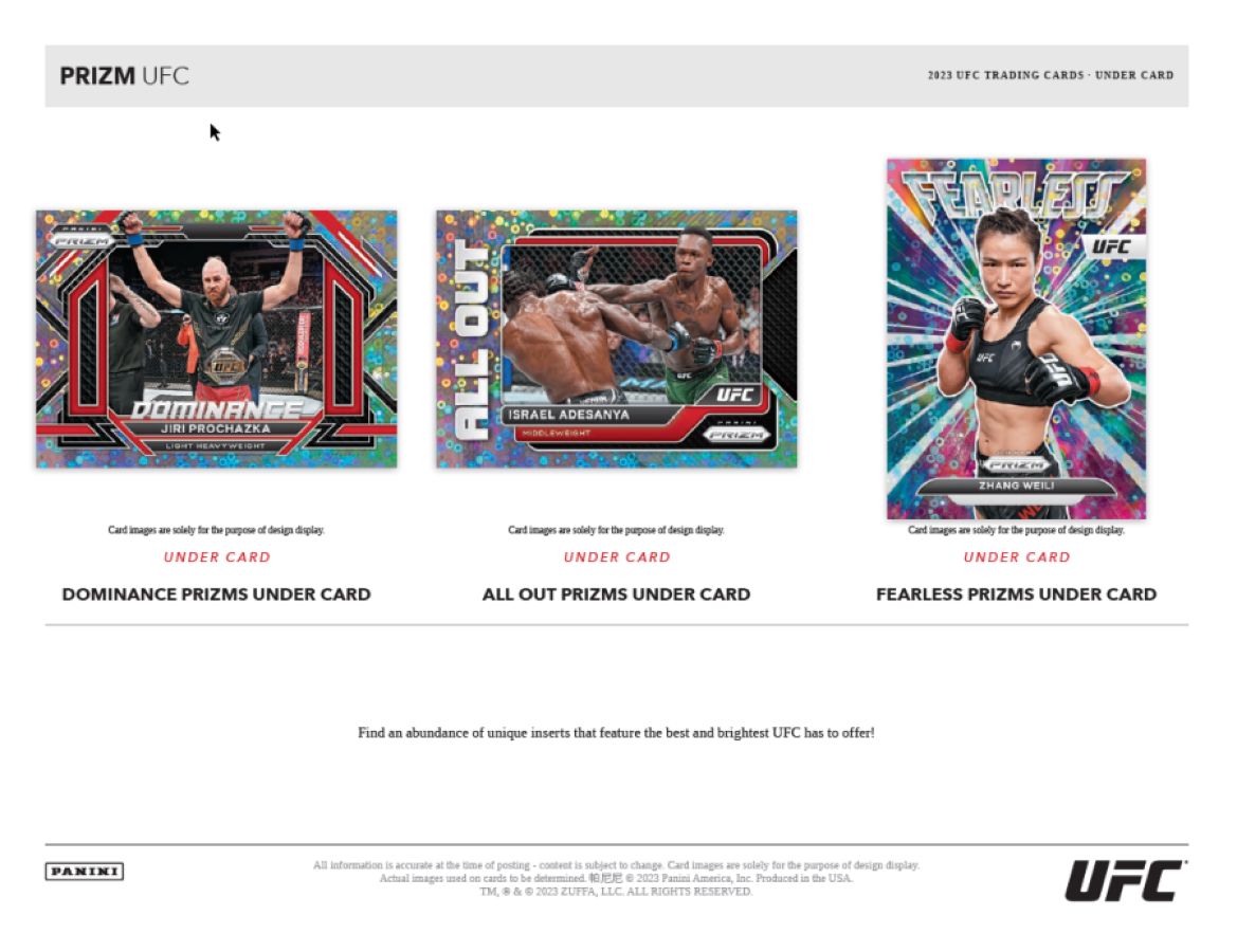 UFC - 2023 Prizm Under Card Trading Cards (Dispay of 10)