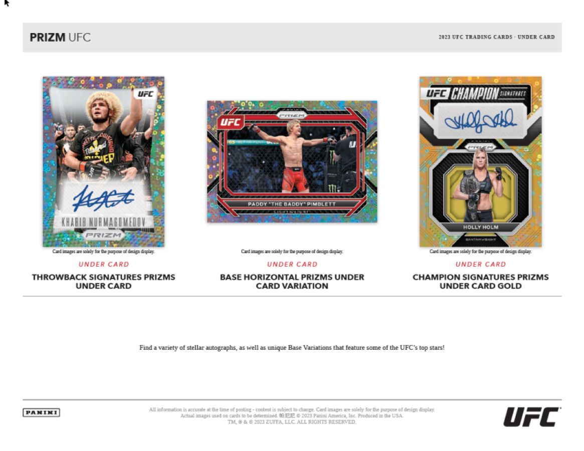 UFC - 2023 Prizm Under Card Trading Cards (Dispay of 10)