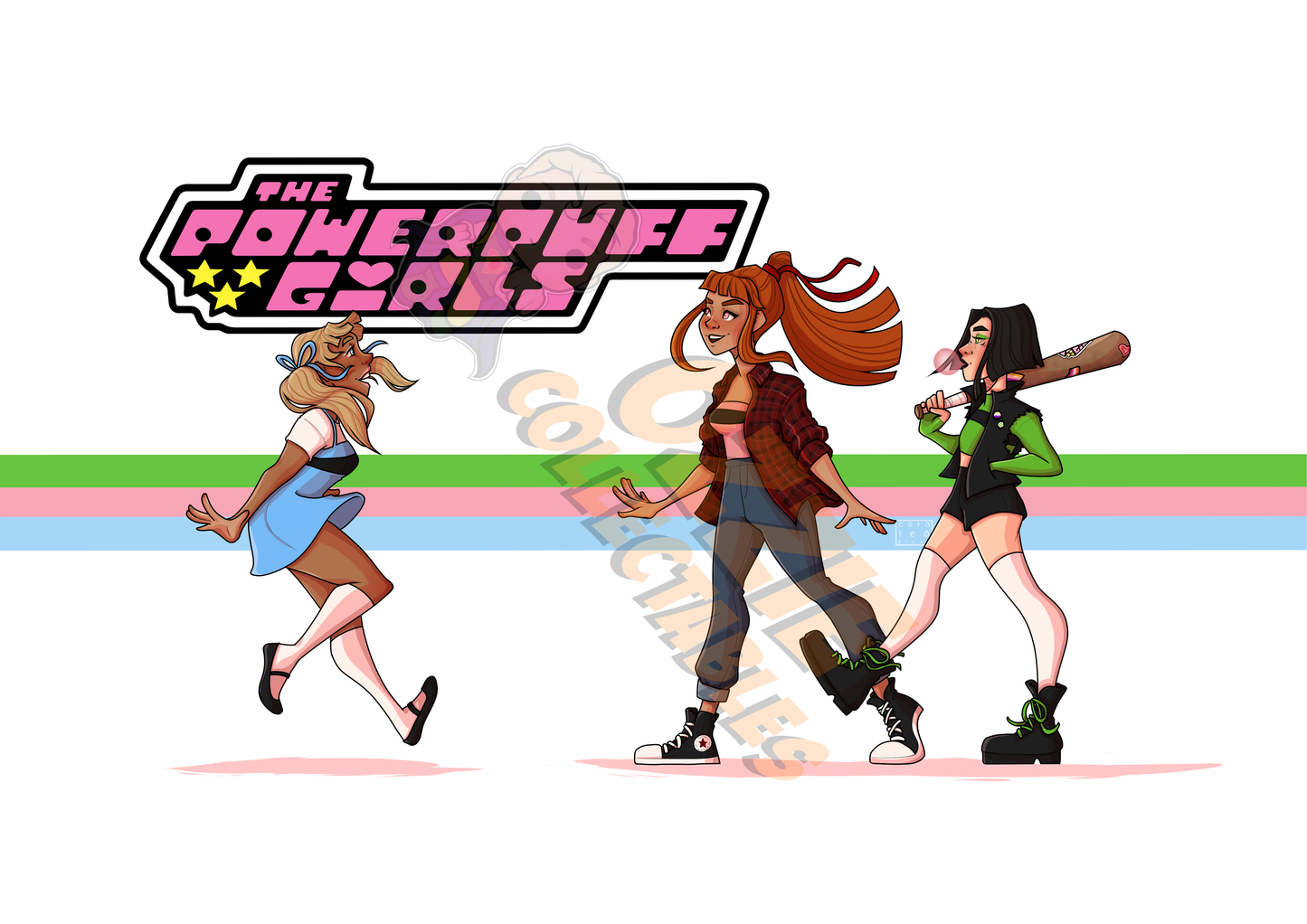 Powerpuff Girls - Blossom, Bubbles and Buttercup - CaraLeaDraws Art Print Poster