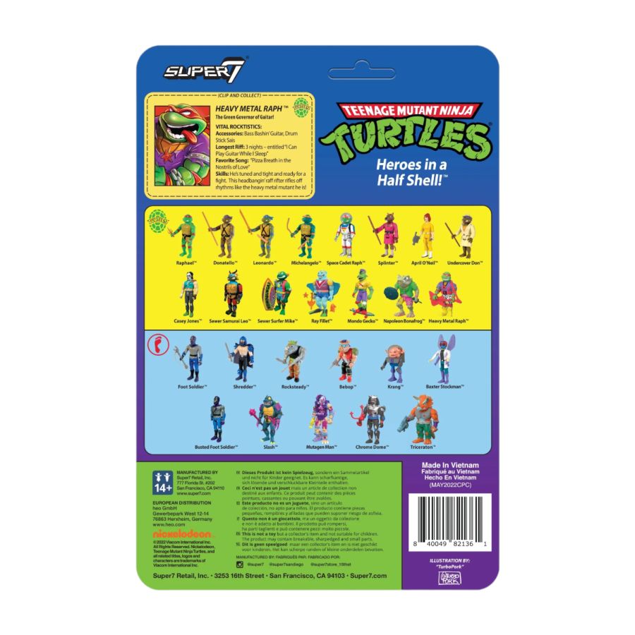 Teenage Mutant Ninja Turtles (TV'87) - Heavy Metal Raphael ReAction 3.75" Action Figure