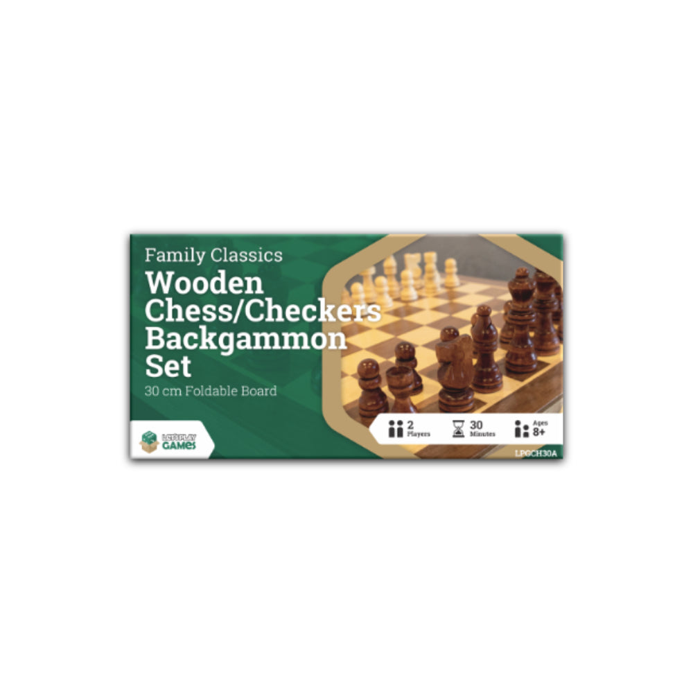 LPG Wooden Folding Chess/Checkers/Backgammon Set 30cm