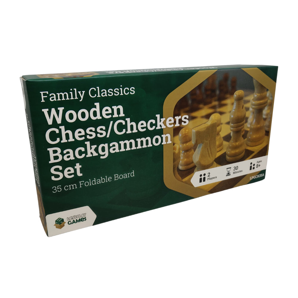 LPG Wooden Folding Chess/Checkers/Backgammon Set 35cm