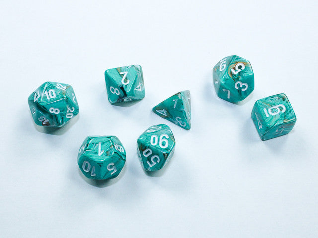 Chessex D7-Die Set Marble Mini-Polyhedral Oxi-Copper/white