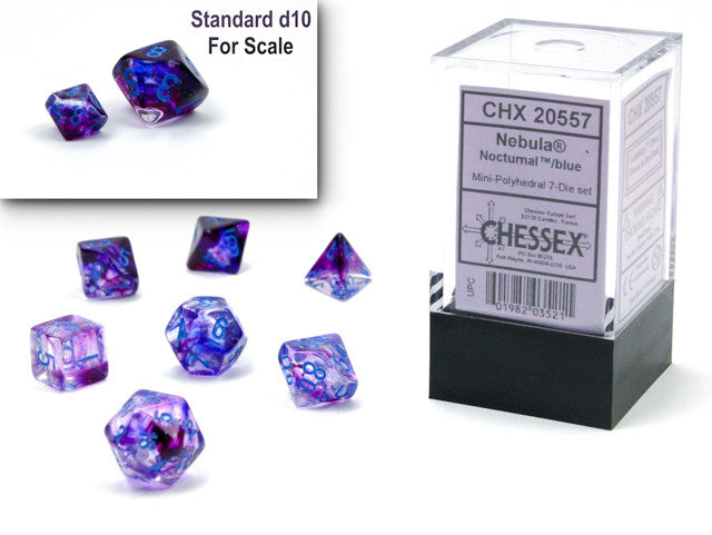 Chessex D7-Die Set Nebula Mini-Polyhedral Nocturnal/blue Luminary