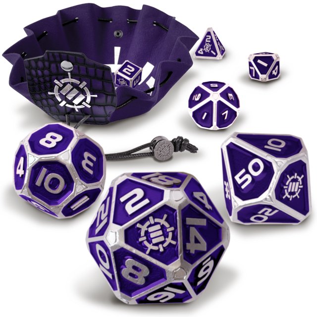 ENHANCE Tabletop Collectors Edition 7pc Metal RPG Dice Set Purple