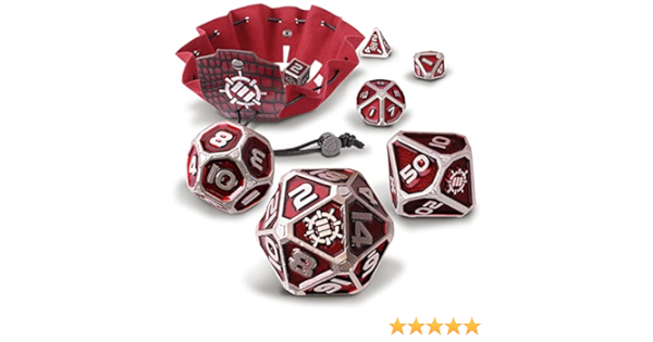 ENHANCE Tabletop Collectors Edition 7pc Metal RPG Dice Set Red