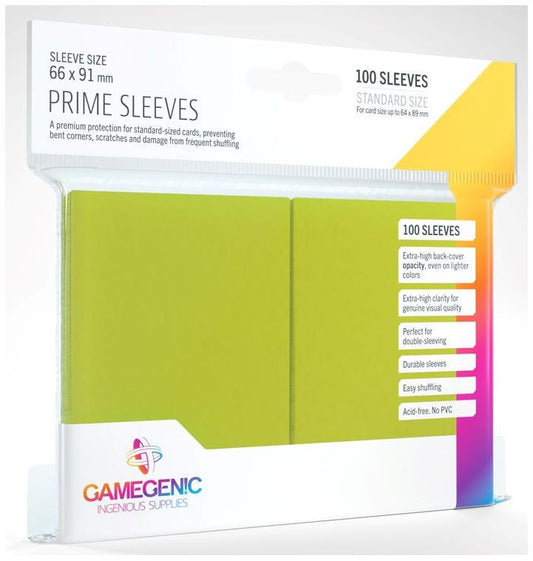 Gamegenic Prime Card Sleeves Lime (66mm x 91mm) (100 Sleeves Per Pack)