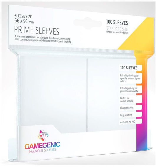 Gamegenic Prime Card Sleeves White (66mm x 91mm) (100 Sleeves Per Pack)
