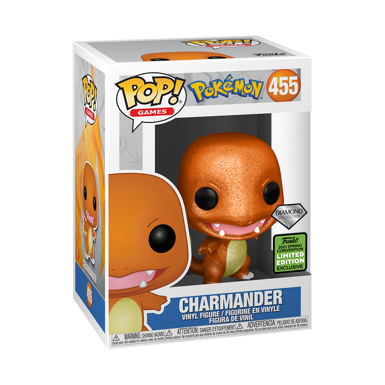 Pokemon - Charmander Diamond Glitter 2021 Spring Convention Exclusive Pop! Vinyl #455