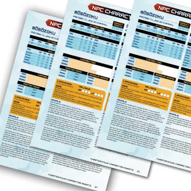 Infinity: NPC Sheet Pad