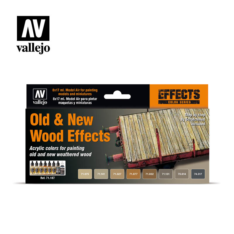 Vallejo Model Air Effects 8 Colour Set Old And New Wood Effects by Scratchmod 17ml - Ozzie Collectables