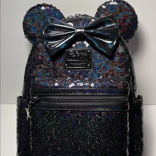 Disney Loungefly: Minnie Mouse Celestial Dreams Black Holographic Sequin Mini Backpack