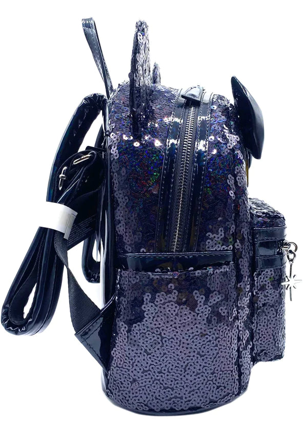 Disney Loungefly: Minnie Mouse Celestial Dreams Black Holographic Sequin Mini Backpack