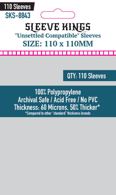 Sleeve Kings Board Game Sleeves "Unsettled Compatible" Sleeves (110mm x 110mm) (110 Sleeves per Pack) | 111148 | Ozzie Collectables Sleeve Kings Board Game Sleeves "Unsettled Compatible" Sleeves (110mm x 110mm) (110 Sleeves per Pack) | 111148 | Ozzie Collectables