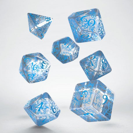 Q Workshop Elvish Translucent & blue Dice Set 7 - Ozzie Collectables