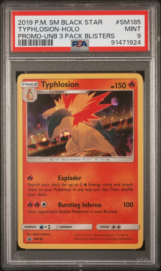 2019 Pokemon Sm Black Star Promo Sm185 Typhlosion-Holo Promo-Unb 3 Pack Blisters