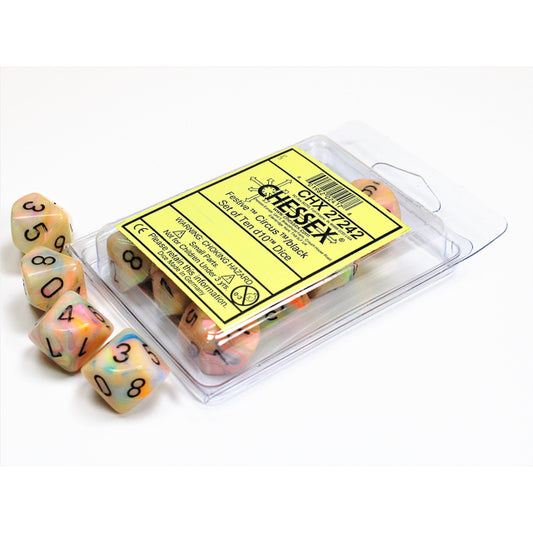 CHX 27242 Festive Circus/black Set of Ten d10s