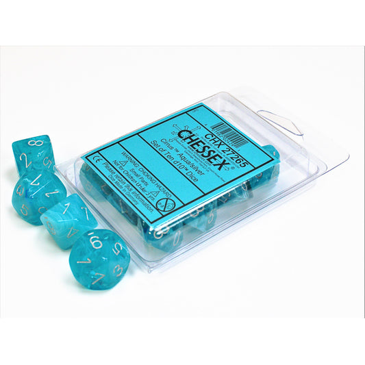 CHX 27265 Cirrus Aqua/silver Set of Ten d10s