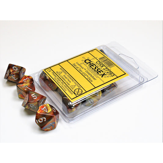 CHX 27293 Lustrous Gold/silver Set of Ten d10s