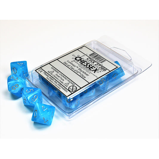 CHX 27366 Luminary Sky/silver Set of Ten d10s