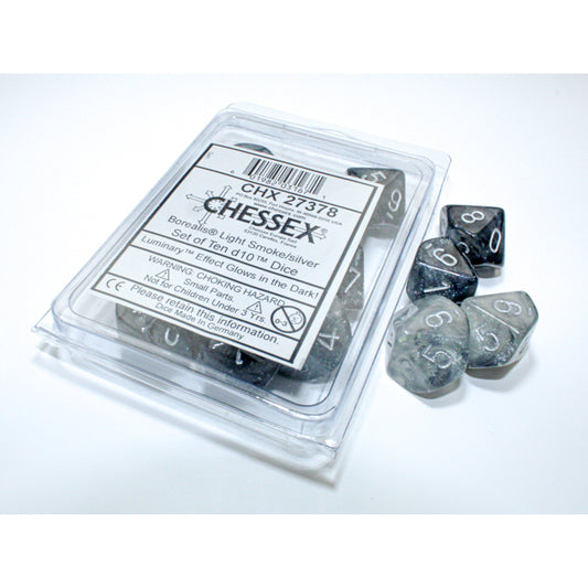 CHX 27378 Borealis Light Smoke/silver Luminary Set of Ten d10s