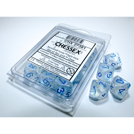 CHX 27381 Borealis Icicle/light blue Set of Ten d10s