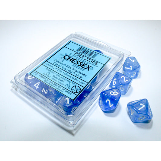 CHX 27386 Borealis Sky Blue/white Luminary Set of Ten d10s