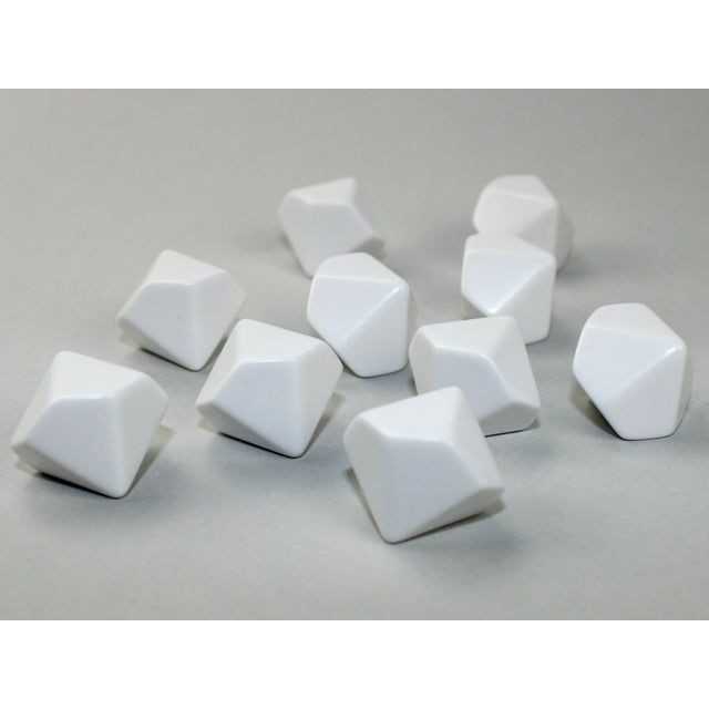 CHX 29034 Opaque Polyhedral Bag of 10 Blank White d10 Dice