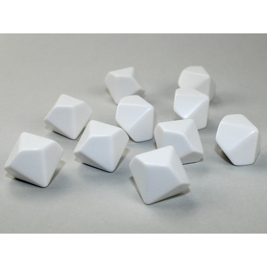 CHX 29034 Opaque Polyhedral Bag of 10 Blank White d10 Dice